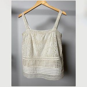 All Saints Cream Eyelit Tank